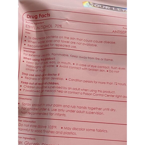 Sour Lemon Scented Hand Sanitizer Spray 1.2 Fl Oz Sweet Cherry With Charm NEW - Picture 6 of 7